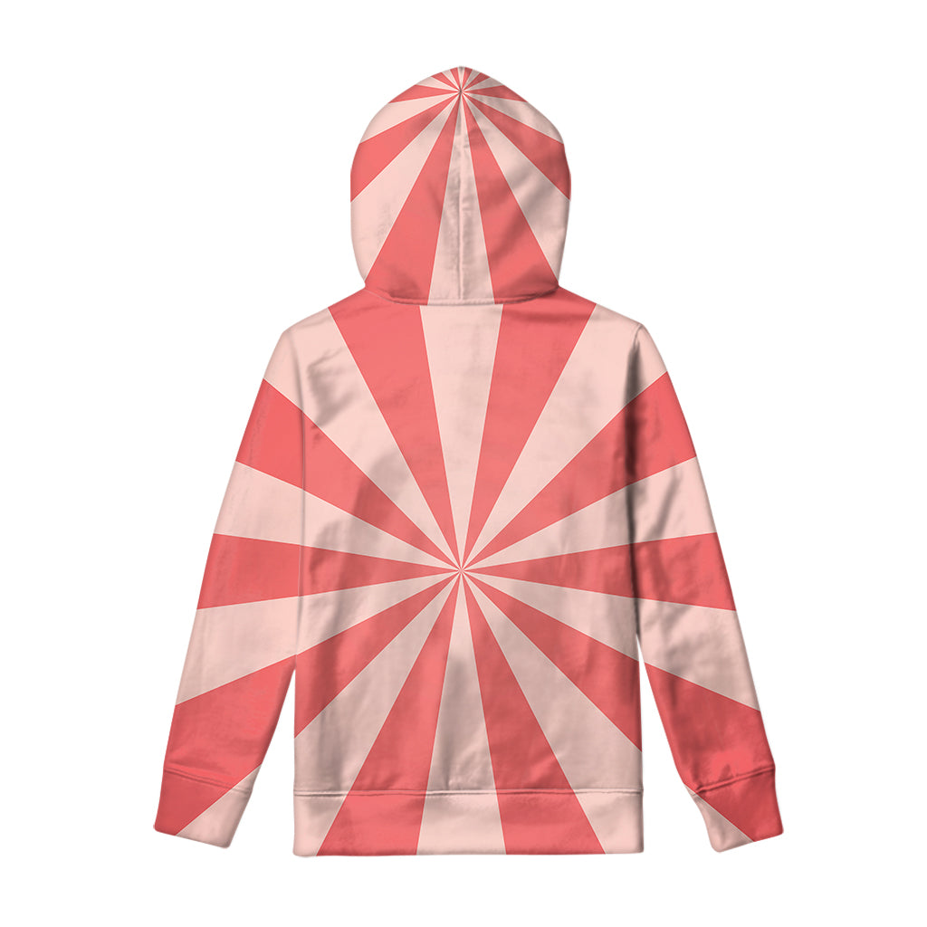 Pink Radial Rays Print Pullover Hoodie