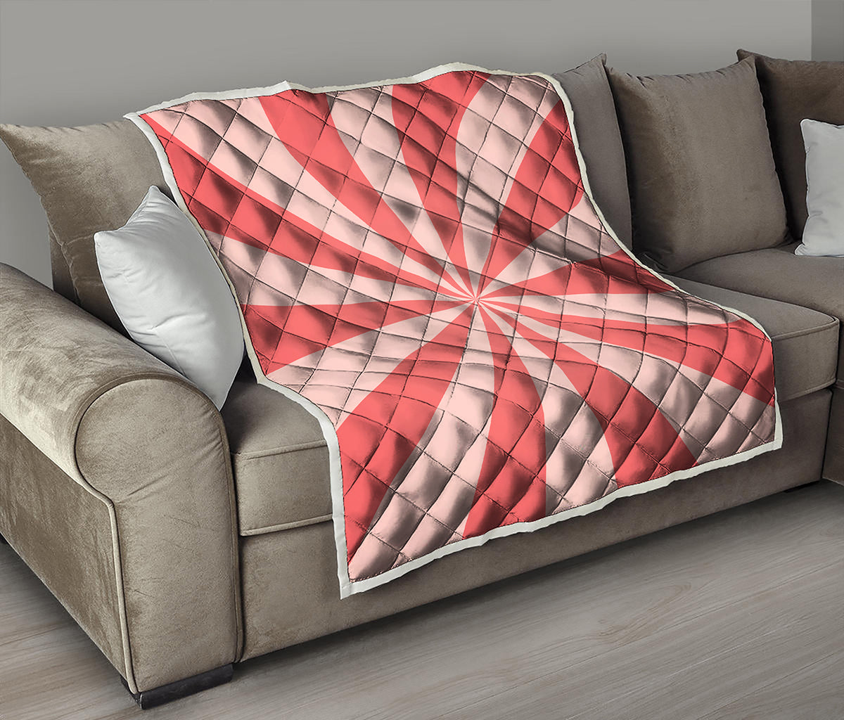 Pink Radial Rays Print Quilt