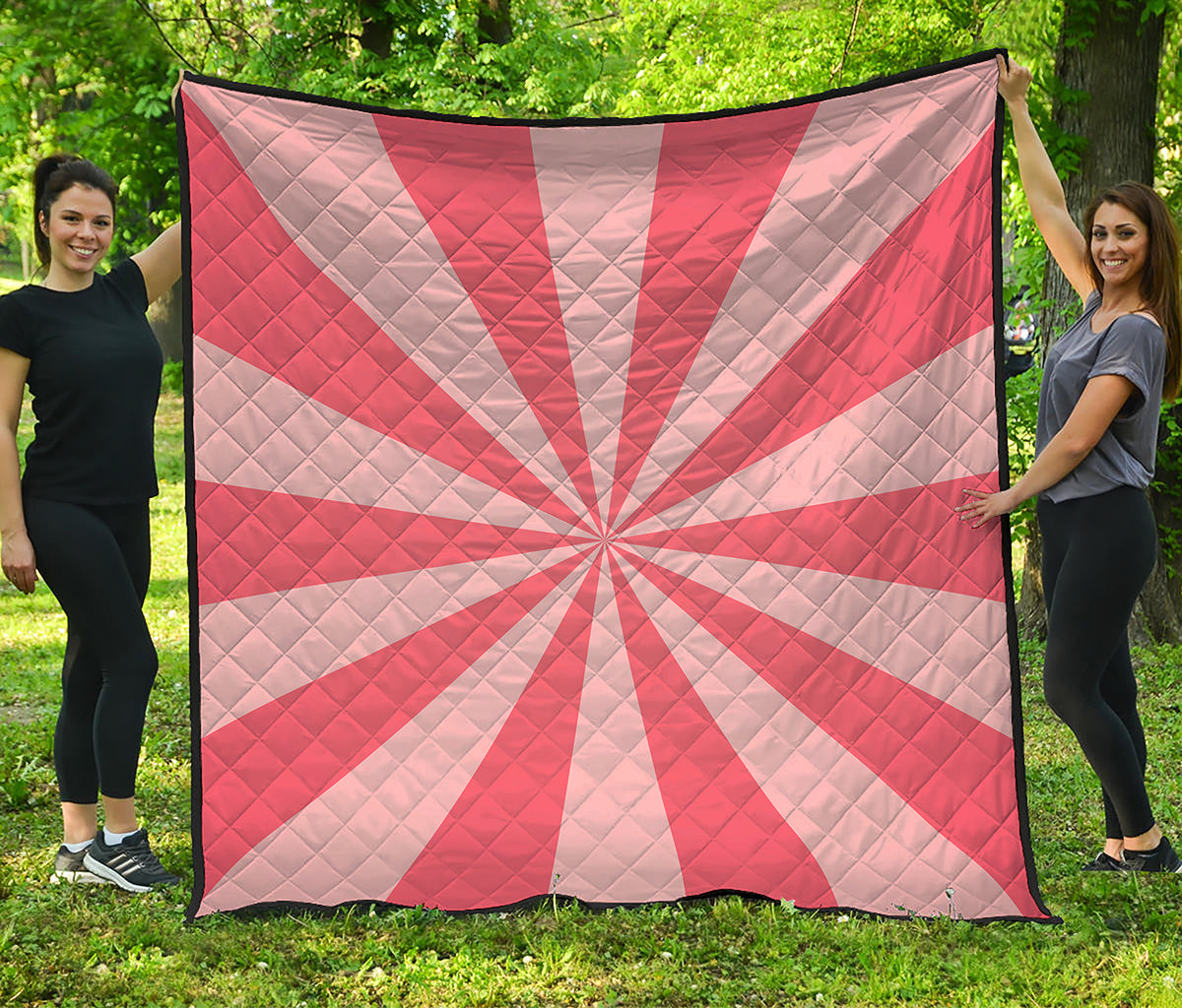 Pink Radial Rays Print Quilt