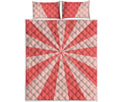 Pink Radial Rays Print Quilt Bed Set