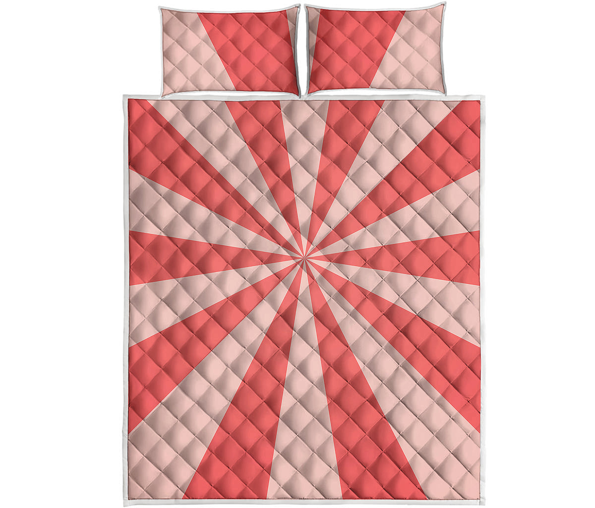 Pink Radial Rays Print Quilt Bed Set