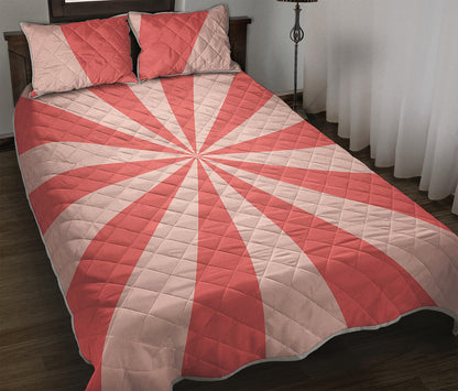 Pink Radial Rays Print Quilt Bed Set