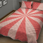 Pink Radial Rays Print Quilt Bed Set