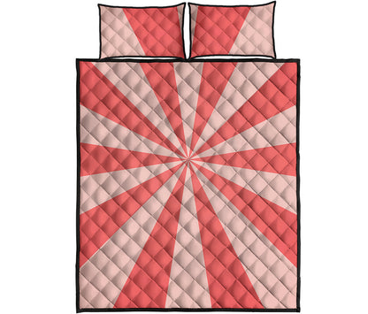 Pink Radial Rays Print Quilt Bed Set