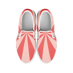 Pink Radial Rays Print White Slip On Shoes