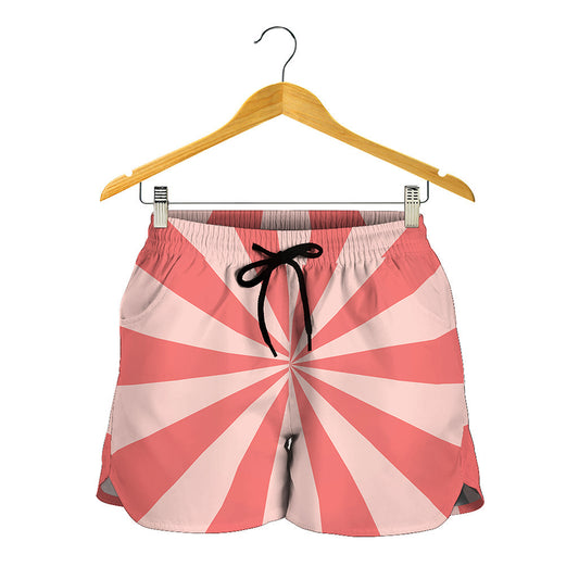 Pink Radial Rays Print Women's Shorts