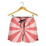 Pink Radial Rays Print Women's Shorts