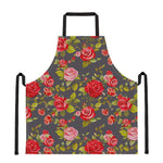 Pink Red Rose Floral Pattern Print Apron