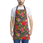 Pink Red Rose Floral Pattern Print Apron