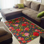 Pink Red Rose Floral Pattern Print Area Rug GearFrost