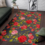 Pink Red Rose Floral Pattern Print Area Rug GearFrost