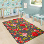 Pink Red Rose Floral Pattern Print Area Rug GearFrost