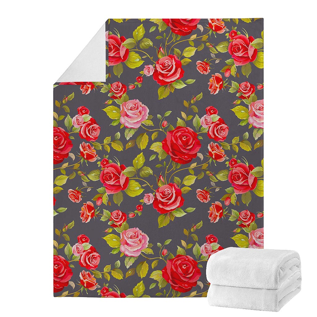 Pink Red Rose Floral Pattern Print Blanket