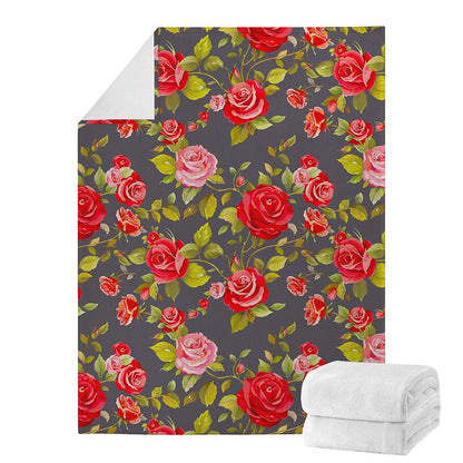 Pink Red Rose Floral Pattern Print Blanket