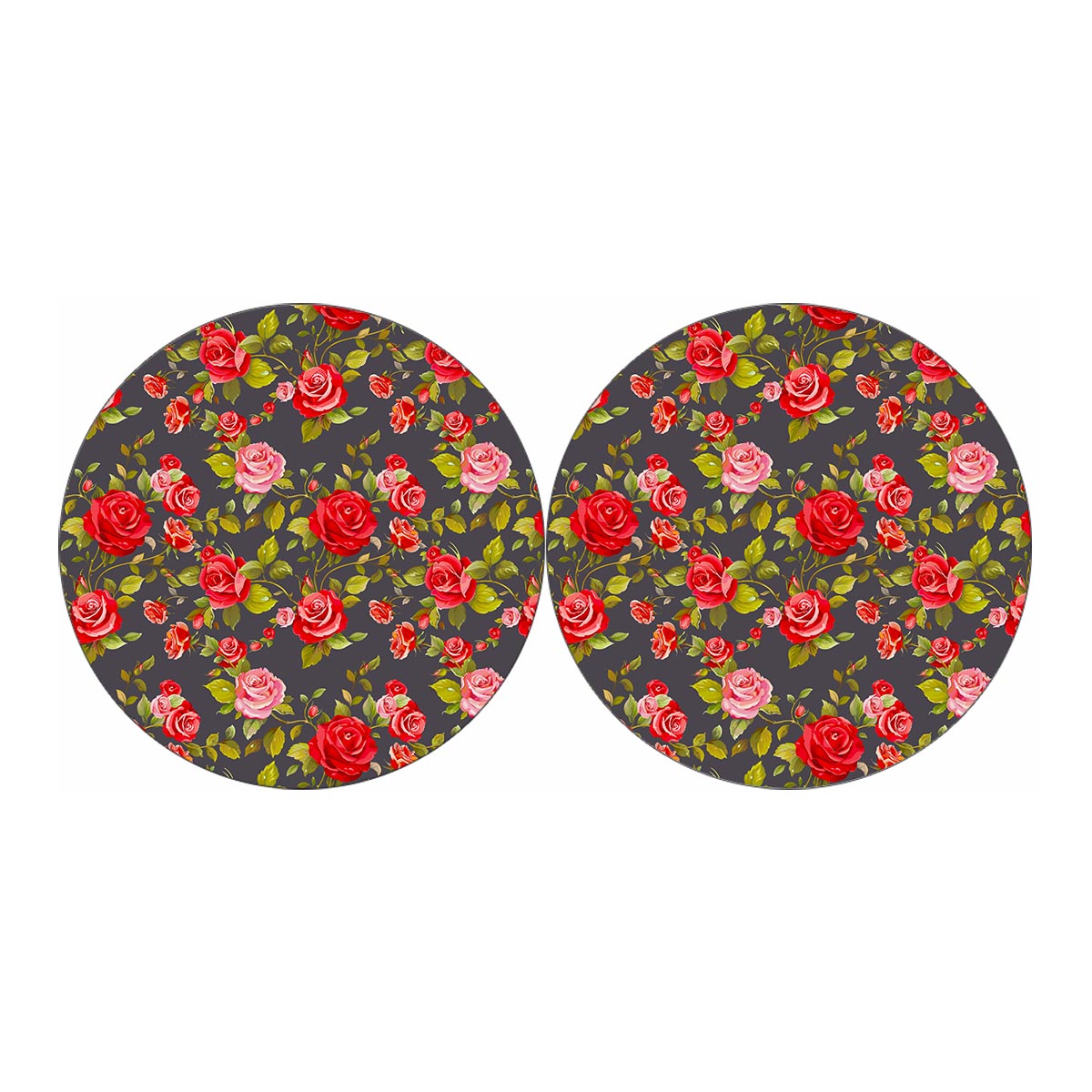 Pink Red Rose Floral Pattern Print Car Coasters