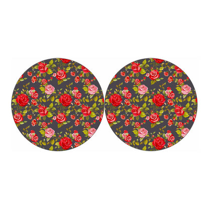 Pink Red Rose Floral Pattern Print Car Coasters