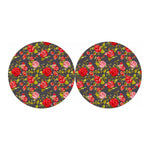Pink Red Rose Floral Pattern Print Car Coasters