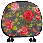 Pink Red Rose Floral Pattern Print Car Headrest Covers