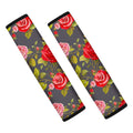 Pink Red Rose Floral Pattern Print Car Seat Belt Covers
