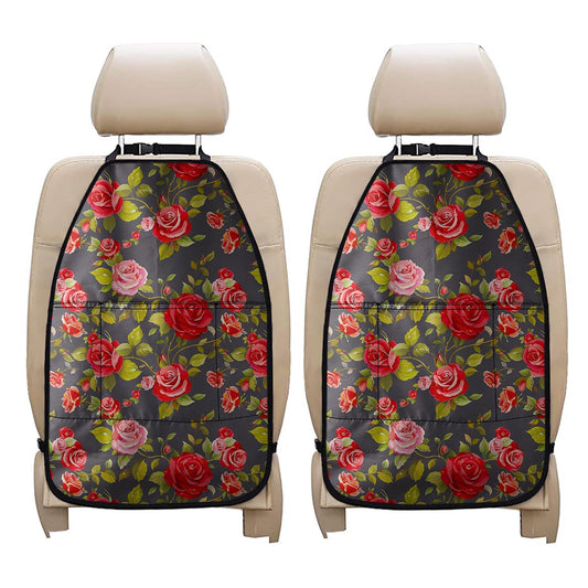 Pink Red Rose Floral Pattern Print Car Seat Organizers