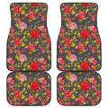 Pink Red Rose Floral Pattern Print Front and Back Car Floor Mats