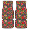 Pink Red Rose Floral Pattern Print Front and Back Car Floor Mats