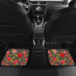 Pink Red Rose Floral Pattern Print Front and Back Car Floor Mats
