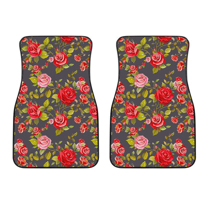 Pink Red Rose Floral Pattern Print Front Car Floor Mats