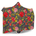 Pink Red Rose Floral Pattern Print Hooded Blanket