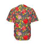 Pink Red Rose Floral Pattern Print Men's Baseball Jersey