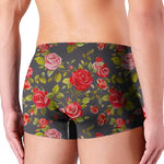 Pink Red Rose Floral Pattern Print Men's Boxer Briefs