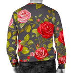 Pink Red Rose Floral Pattern Print Men's Crewneck Sweatshirt GearFrost