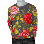 Pink Red Rose Floral Pattern Print Men's Crewneck Sweatshirt GearFrost