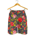 Pink Red Rose Floral Pattern Print Men's Shorts