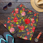 Pink Red Rose Floral Pattern Print Men's Shorts
