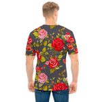 Pink Red Rose Floral Pattern Print Men's T-Shirt
