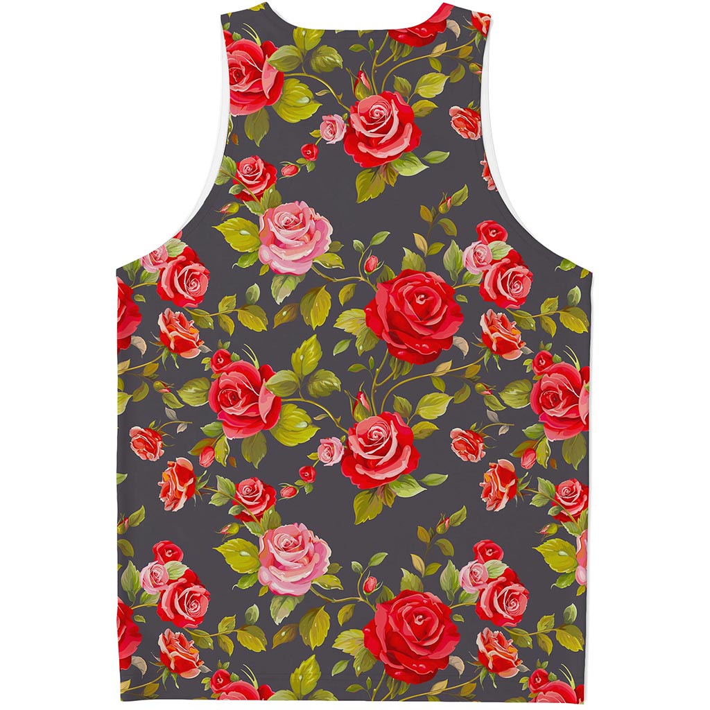 Pink Red Rose Floral Pattern Print Men's Tank Top
