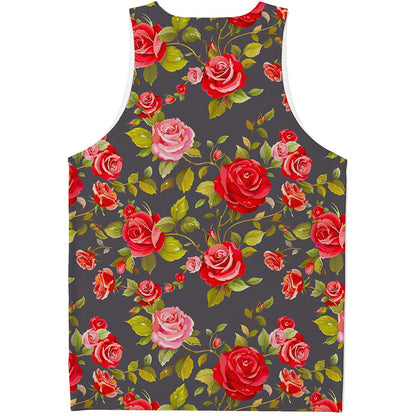 Pink Red Rose Floral Pattern Print Men's Tank Top
