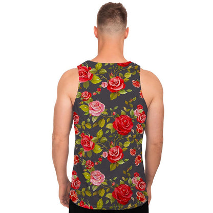Pink Red Rose Floral Pattern Print Men's Tank Top