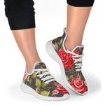 Pink Red Rose Floral Pattern Print Mesh Knit Shoes GearFrost