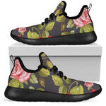 Pink Red Rose Floral Pattern Print Mesh Knit Shoes GearFrost