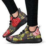 Pink Red Rose Floral Pattern Print Mesh Knit Shoes GearFrost