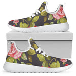 Pink Red Rose Floral Pattern Print Mesh Knit Shoes GearFrost