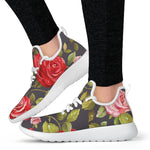 Pink Red Rose Floral Pattern Print Mesh Knit Shoes GearFrost