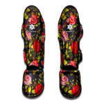 Pink Red Rose Floral Pattern Print Muay Thai Shin Guard