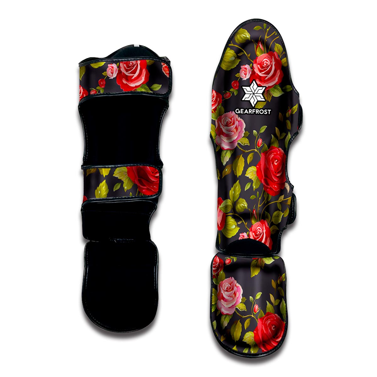 Pink Red Rose Floral Pattern Print Muay Thai Shin Guard