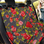 Pink Red Rose Floral Pattern Print Pet Car Back Seat Cover
