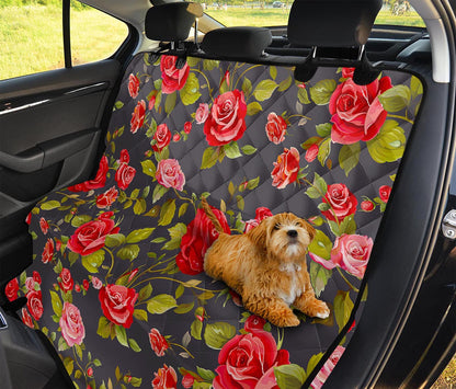 Pink Red Rose Floral Pattern Print Pet Car Back Seat Cover
