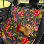 Pink Red Rose Floral Pattern Print Pet Car Back Seat Cover