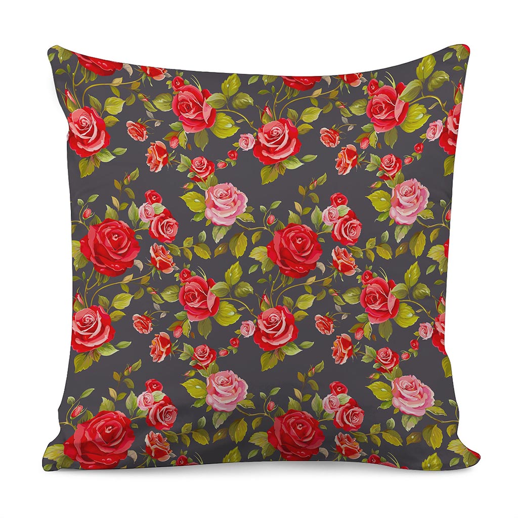 Pink Red Rose Floral Pattern Print Pillow Cover
